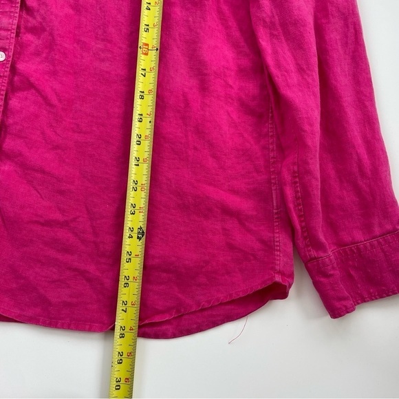 Chaps Classics Women's Dark Hot Pink 100% Linen Button Down Shirt Size XL - Picture 9 of 9